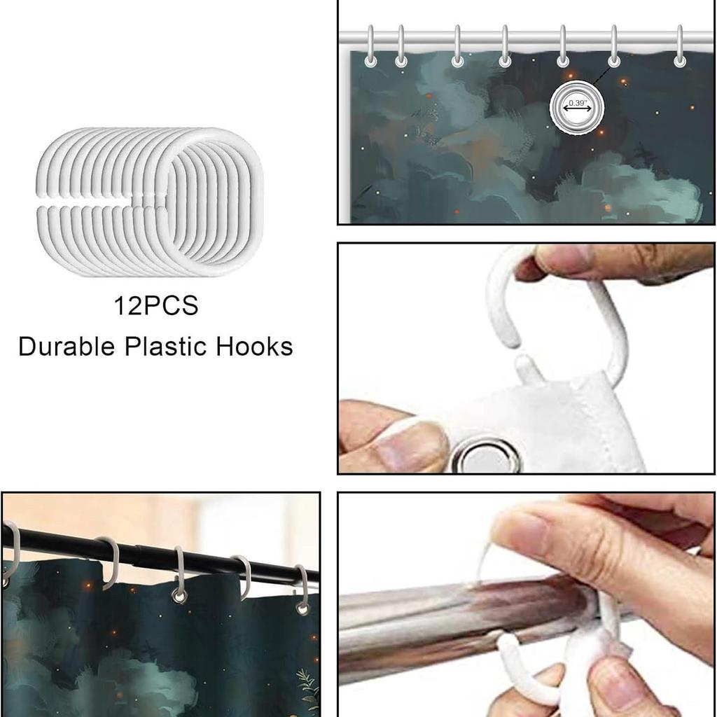 3D Halloween Waterproof Shower Curtain: Thickened Polyester PEVA, Mildew-Proof, for Bathroom Partition