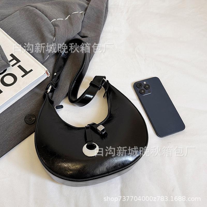 

Сумка Женская 2025 Новая Мини Изысканная Круглая Сумка-Полумесяц Сумка Под Мышку Маленькая Круглая Сумка Женская Сумка чёрный