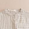 Summer Round Neck Half Sleeve Striped Single Breasted Shirt Sets Elastic Waist Cotton Hemp Pockets Loose Casual Haren Pants Suit