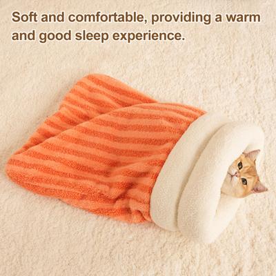 Cat Snuggle Sack Cozy Fluffy Sleeping Bag Warm Cat Cave Bed Pet Hideaway Puppy Tunnel Kitten Calming Bed for Winter Indoor Bedroom Apartment