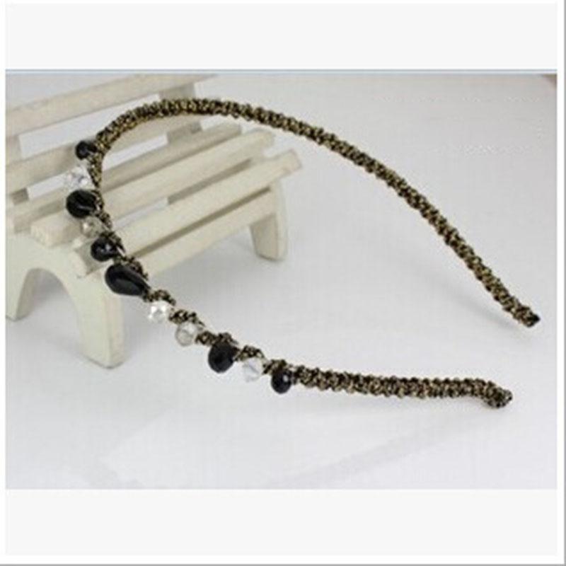 

Цветная золотая нить, плетеная нерегулярными кристаллами, ободок для волос, плетение цветных веревок, намотка, аксессуары для волос, модный головной убор, ободок для волос. чёрный