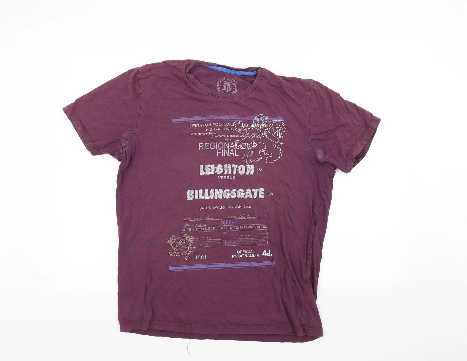Womens Red Cotton Blend T-Shirt Size L XL