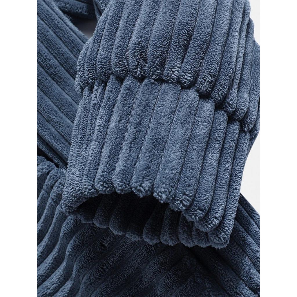 Men's Hoodie with Thick Corduroy Long Sleeves and Solid Color Kangaroo Pockets, Hanging Shoulder Hooded Sweatshirt