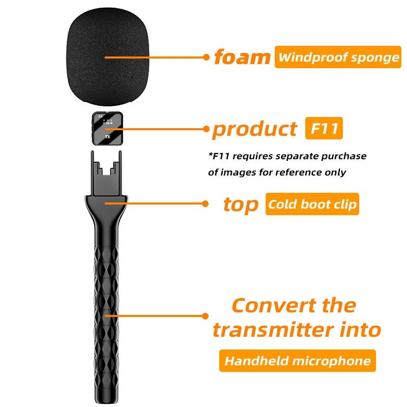 

Portable Wireless Microphone Stand Handheld Interview Microphone Adapter with Windshield Foam for DJI Mic 1 2 Rode GO II чорний