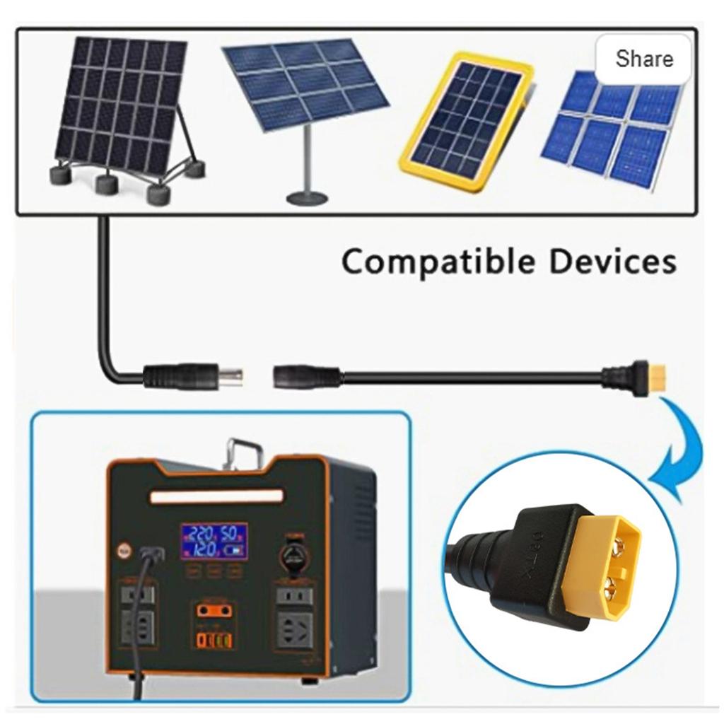 XT60 Male to DC7.9mmx5.5mm Female Adapter Cord for Solar Generators and Power Stations 14AWG