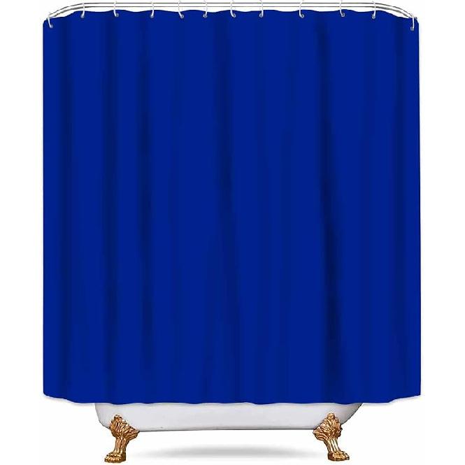 Classic Royal Blue Shower Curtain Washable Thicken Durable Polyester Fabric Set with Hooks, Weight Hem, 72 X 72 Inches, LHNT330-72