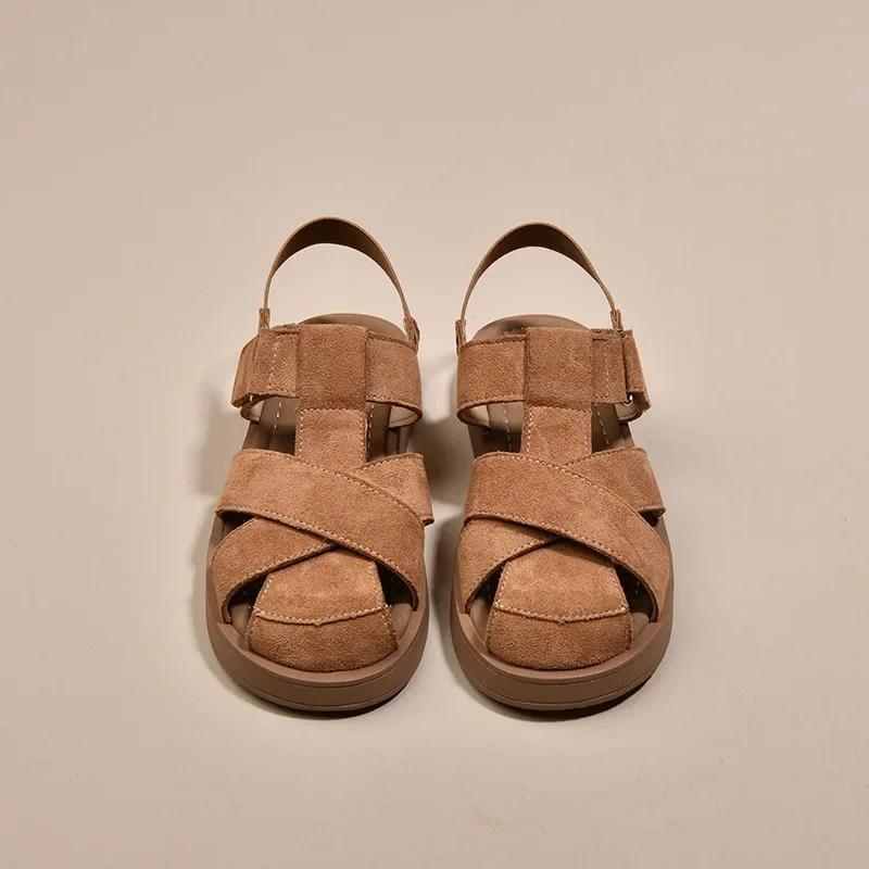 

Женские римские сандалии летняя уличная обувь с отверстиями пляжные туфли сандалии на плоской подошве с полым дизайном кожаная повседневная обувь 42 верблюд