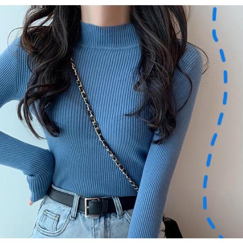 2022 водолазки свитера зима-осень трикотаж с длинными рукавами свитера женские тонкие трикотажные однотонные пуловеры топы One Size 1230₽