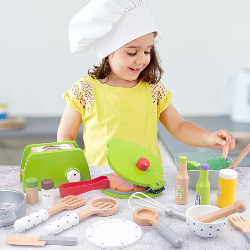DIY Wooden Kitchen Toy Pretend Enjoy Simulation Model Collection Coffee Machine Cooking Instructive Playthings Present Designed For Children Children
