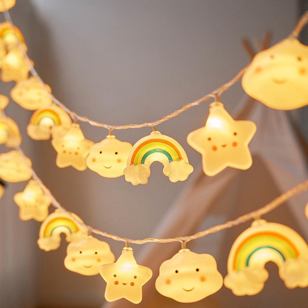 1 PACK Rainbow Star Cloud String Lights LED Decorative Fairy Light Battery Powered Lights Twinkle Lights For Party Bedroom Decor