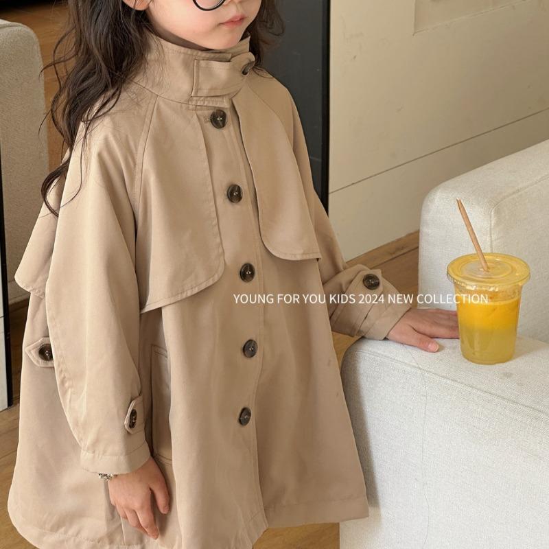 Mädchen Trenchcoat 2025 Frühling Neu Kinder Mode Britischer Stil Mittellanger Mantel Baby Vielseitig Schick Oberbekleidung