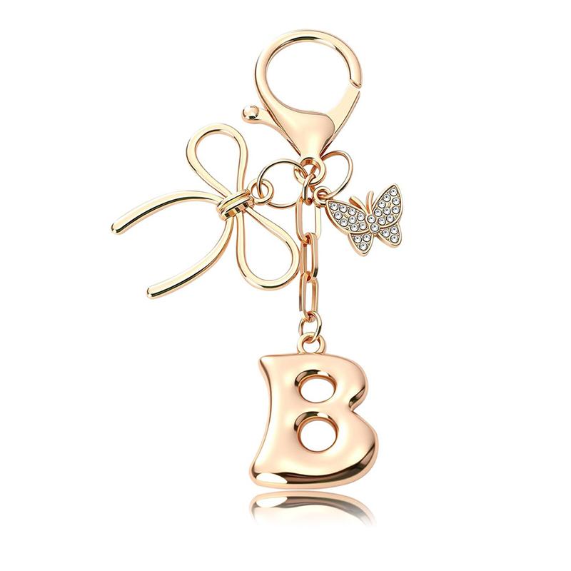 Chaveiro Fashion Borboleta Letra A-Z Feminino Menina Brilhante Fofo Mochila Chave de Carro Acessórios Cordão Pingente de Metal com Letra Presente