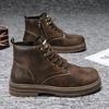 Martin Boots Men's Winter New Warm Men's Shoes British Style Retro Leather Boots Men's Velvet Warm High-top Cotton Shoes
