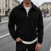 Men's Double-Sided Fleece Half-Zip Turn-Down Collar Casual Sweatshirt Jacket.