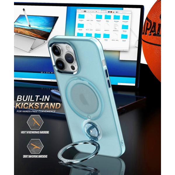 For iPhone 15 14 13 12 11 Pro Plus Max Case 360 Ring Stand Magnetic Magsafe Cover Matte Soft Clear Shell Antifall NonSlip Fundas