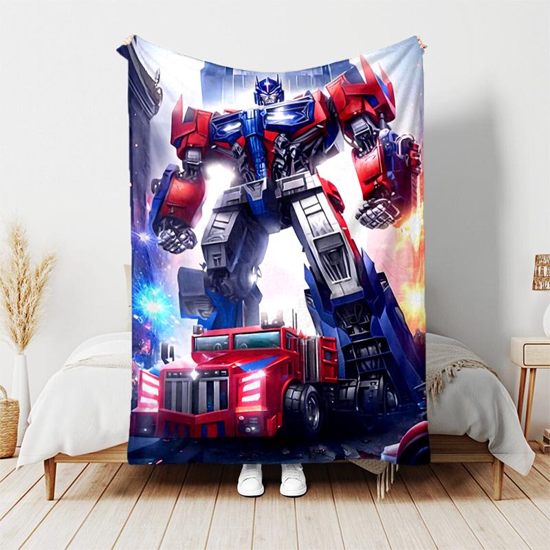 1pc Blanket Bumblebee and Optimus Prime Print Design, Lightweight Blanket for Sofa, Bed- Soft &Warm, Gift for All Seasons like Christmas, Halloween
