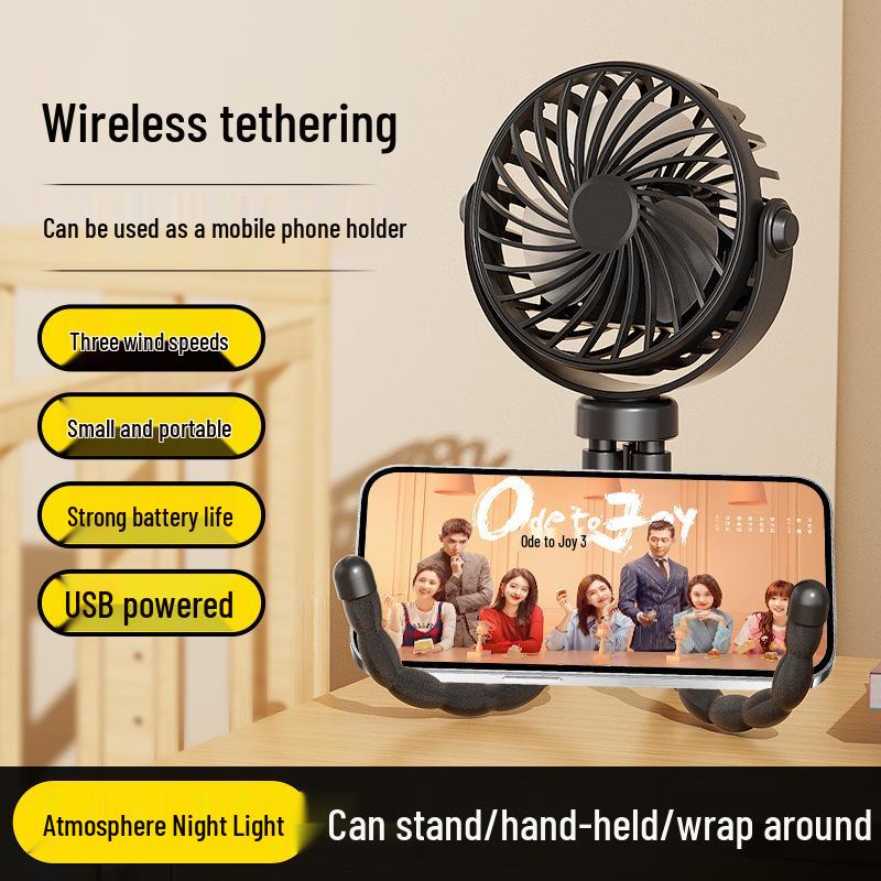 USB Rechargeable Portable Octopus Fan for Students, Dorms, Desktops, Outdoor Camping, Travel, and Strollers