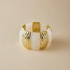 Acrylic Square Pattern Bangle for Women Elastic Rope Splicing Bracelet Geometric Irregular Wide Jewelry Gift