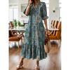 XL-5XL Women Dress Plus Ladies Skirt Spring/Summer Print V-neck Plus Size Dresses Women