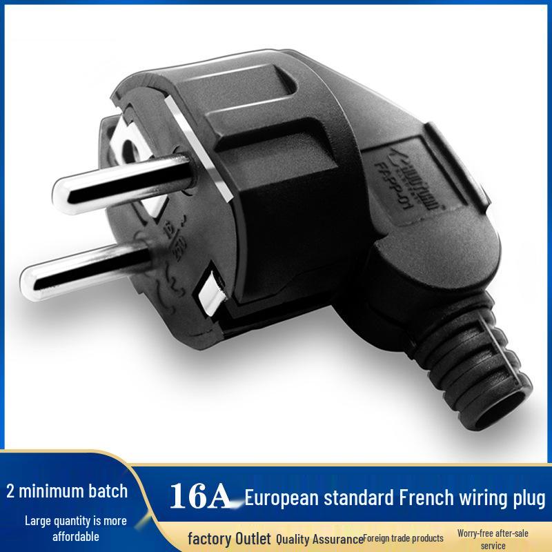 16A 250V French EU Plug: Detachable Right Angle Adapter for Korea & Germany