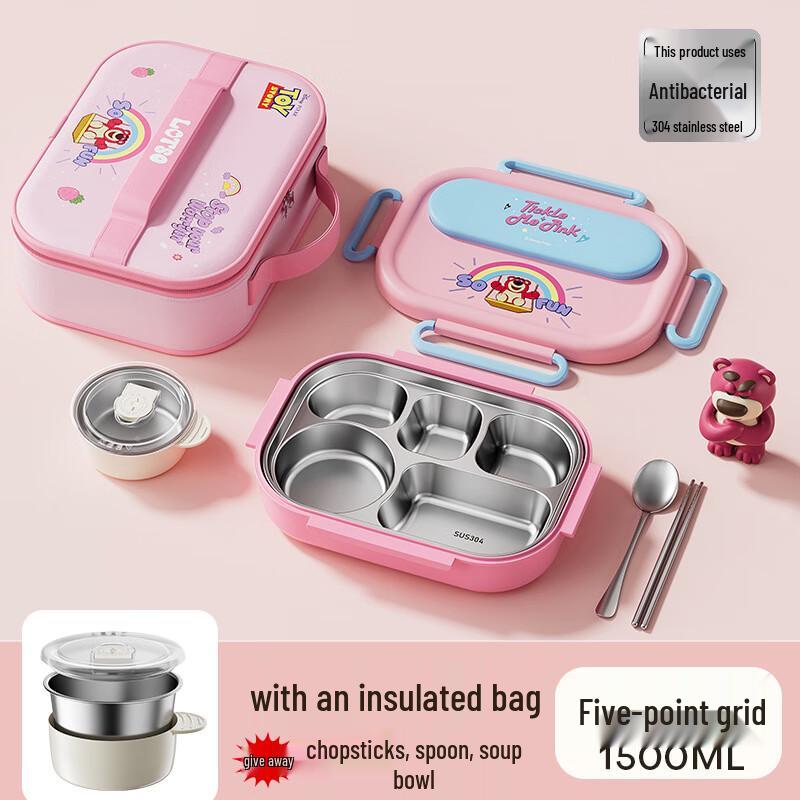 Strawberry Bear 304 Stainless Steel Insulated Bento Box Set