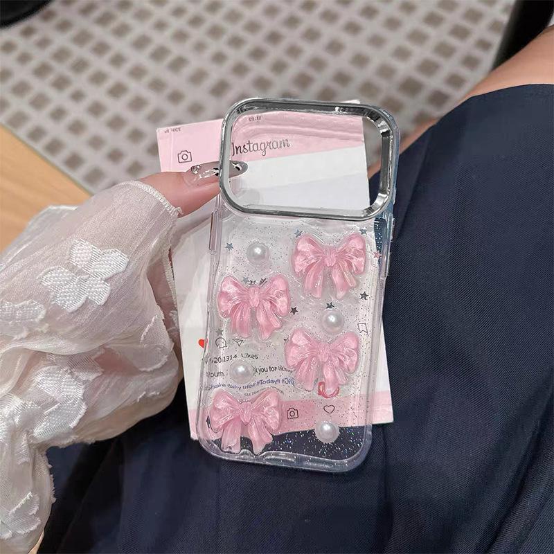 Pearl Butterfly Star Glue Phone Case for IPhone17 for Apple 16promax 3D 15 Soft Shell 14 Women