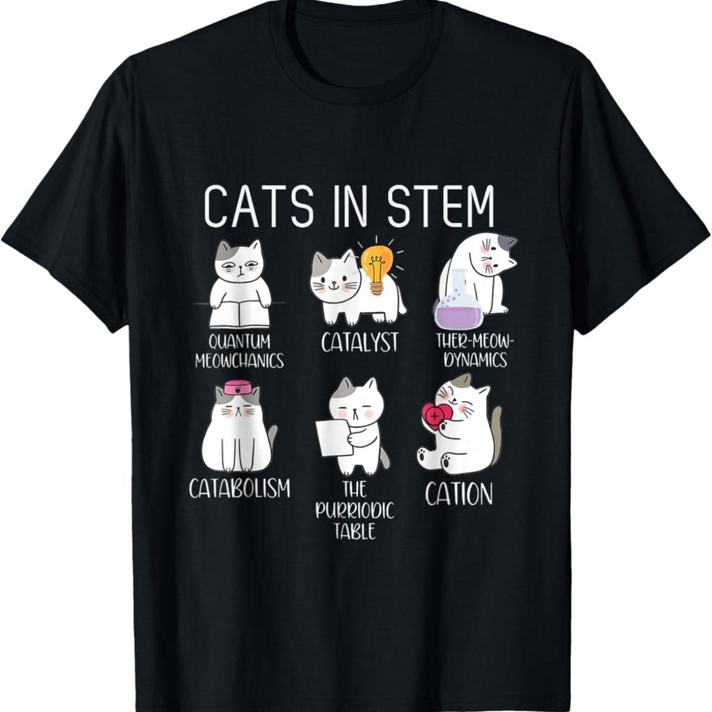 Funny Science Meme Cats In Stem Scientist Nerd Cat Lover T-Shirt(1)