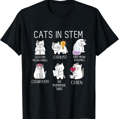 Funny Science Meme Cats In Stem Scientist Nerd Cat Lover T-Shirt(1)
