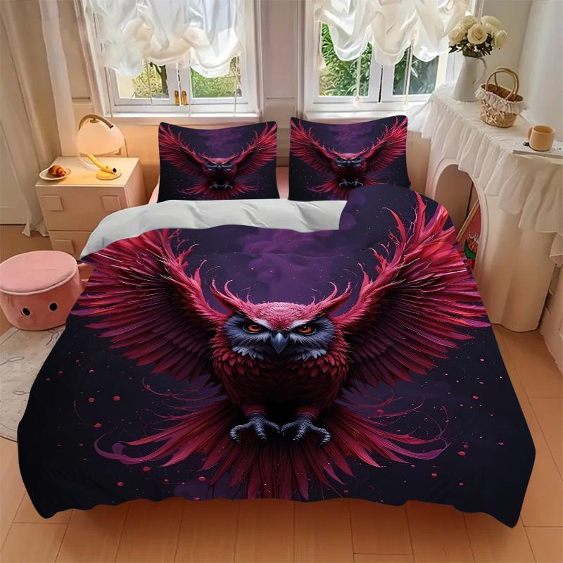 3pcs Mythical Owl Duvet Cover Set -Includes 1 Duvet Cover and 2 Pillowcases, No Quilt Core, All-Season Home Decor Yy251111189