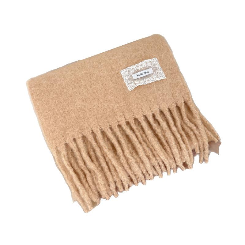 Keep your own money! Small fresh wool scarf for women's autumn and winter new Dongdaemun solid color warm scarf for couples