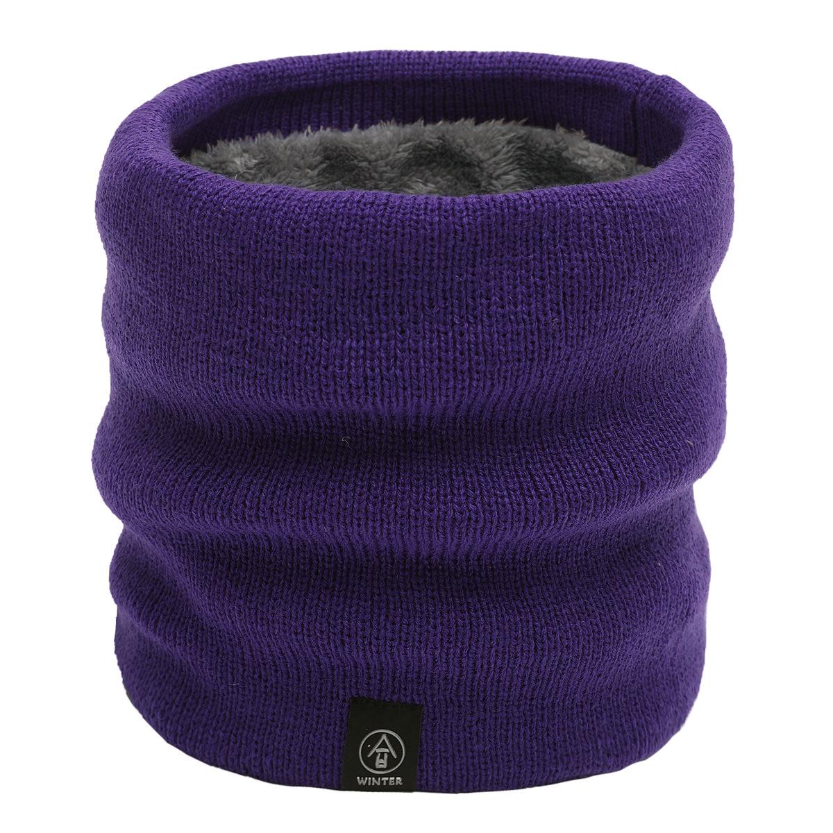 Унисекс однотонный флисовый бафф – Толстый, теплый, осенне-зимний вязаный шарф фиолетовый