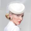 Womens Fascinators Hats Vintage 60s Wool Cap Stewardess Pillbox Hat Teardrop Cocktail Fascinator Base