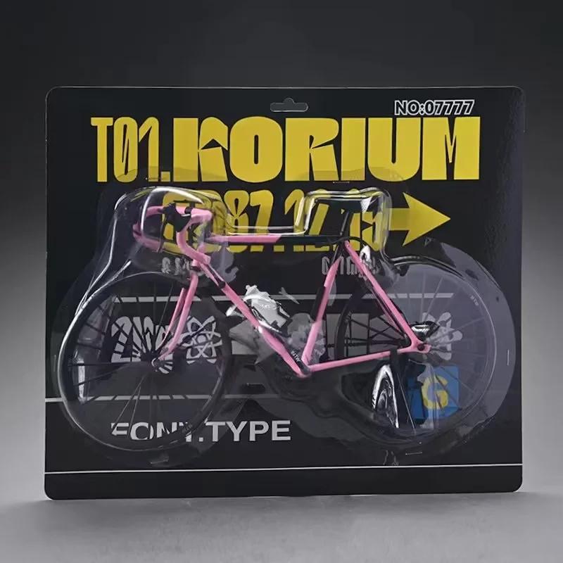 Modelo de bicicleta amarela rosa simulação coleção brinquedos presentes