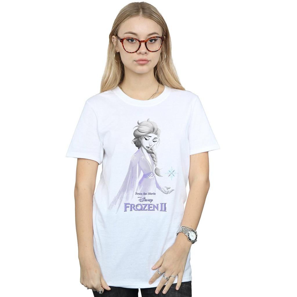 Disney Womens/Ladies Frozen 2 Elsa Unity Snowflake Cotton Boyfriend T-Shirt