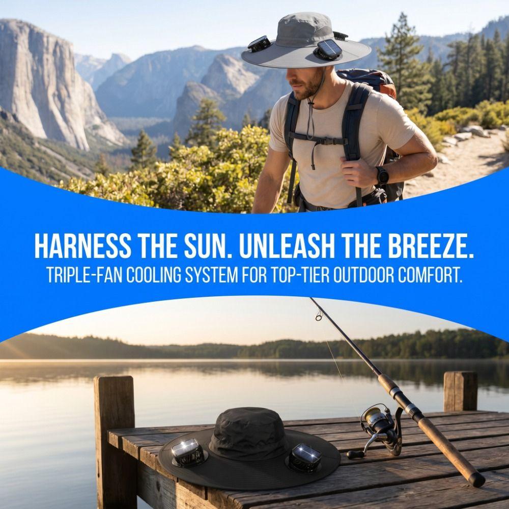 UV Protection Summer Fan Visor Cap Breathable Fishing Bucket Hat Solar Fan Hat Hiking