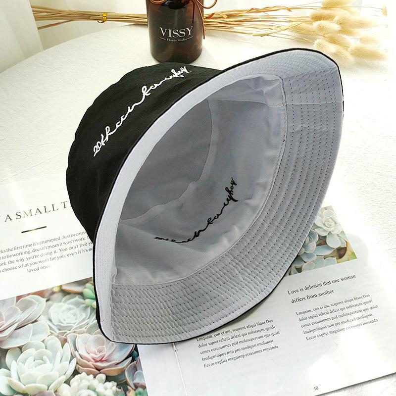 Bucket hat women's summer face small hat fashionable versatile double-sided sun hat
