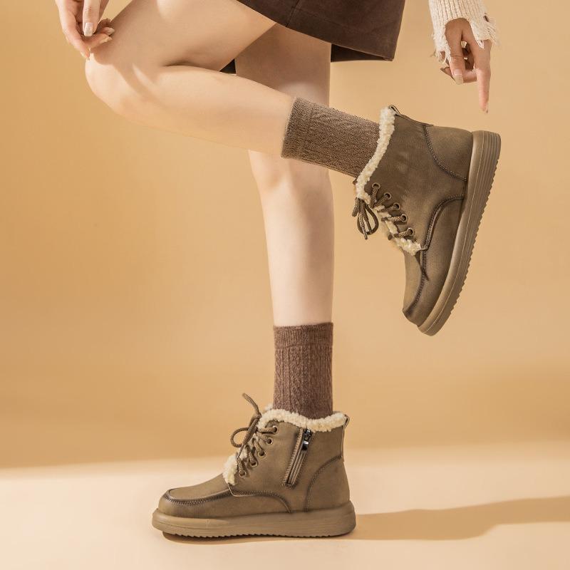 Flat-bottomed Snow Boots Women's New Winter Padded Booties with Warm Cotton Shoes