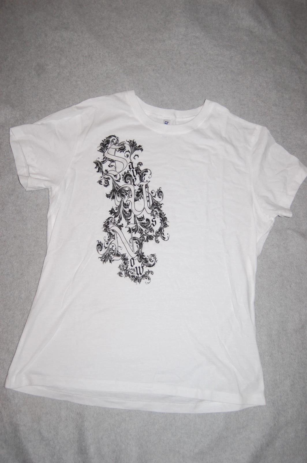 

Girls White S/S T-Shirt SAVE US NOW Black Graphic Design XL 14-16 XXL 18 140