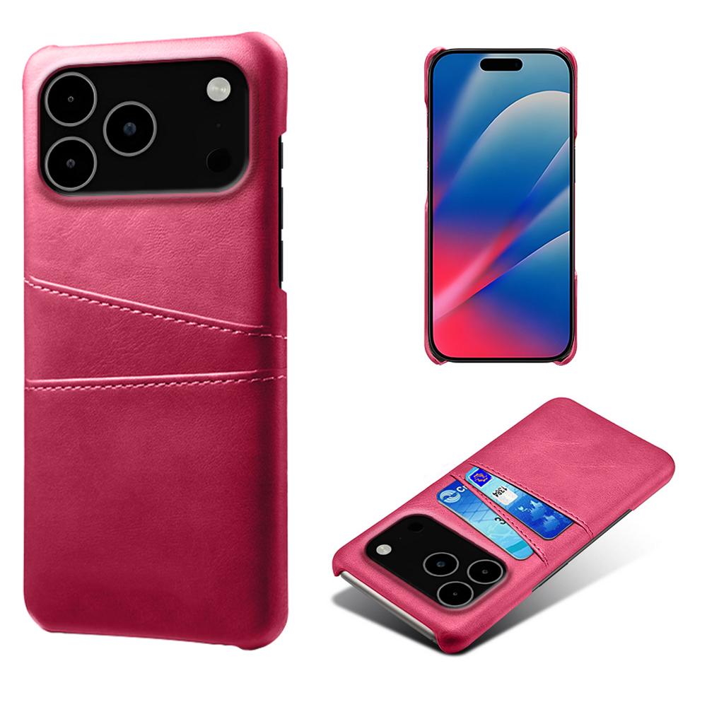 For iPhone 17 Pro Max Case Dual Card Slots PU Leather+Hard PC Phone Cover