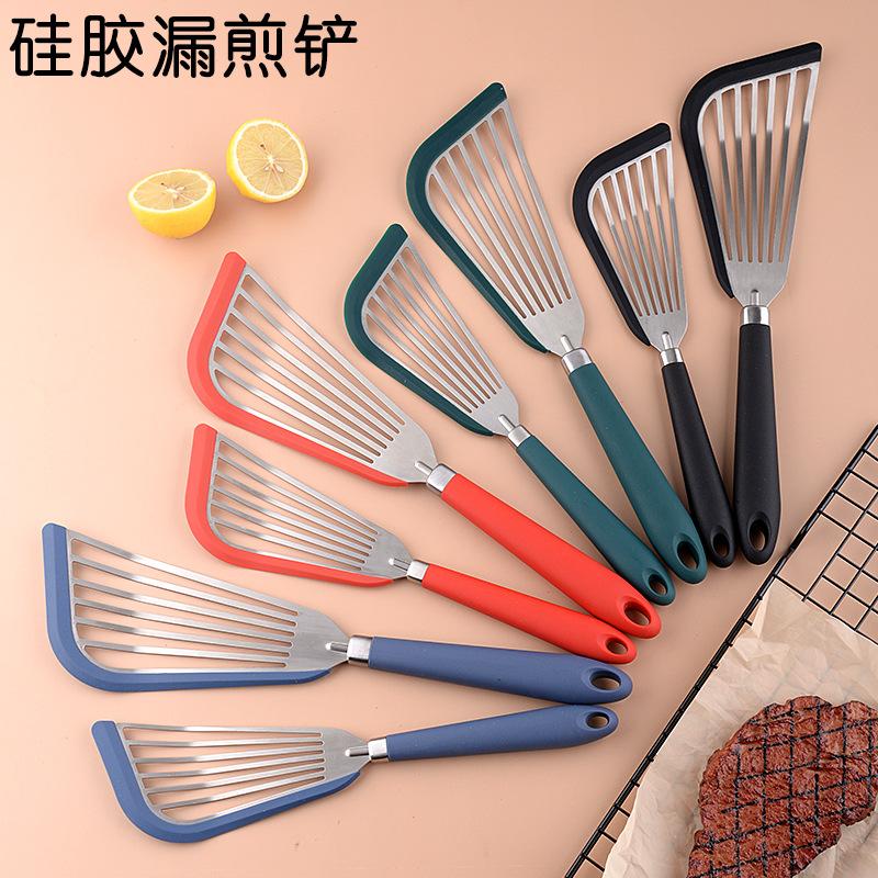 New small silicone frying shovel kitchen non-stick pan frying fish shovel household leaked shovel cooking stir-fry shovel food grade