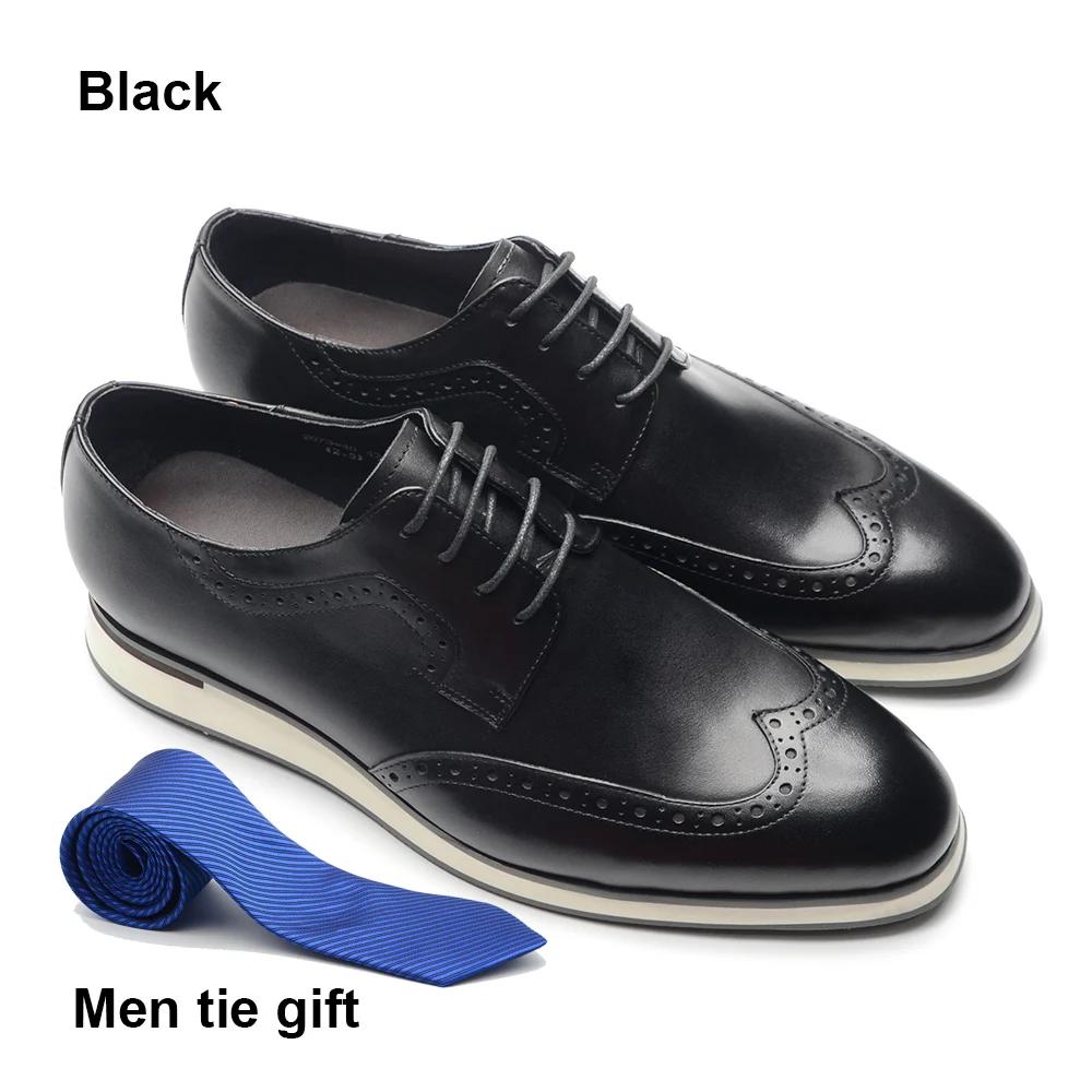 XEBOS Men’s White Summer Sneakers Genuine Leather Breathable Lace-up Wing Tip Derby Shoes Casual Outdoor Walking Footwear Male