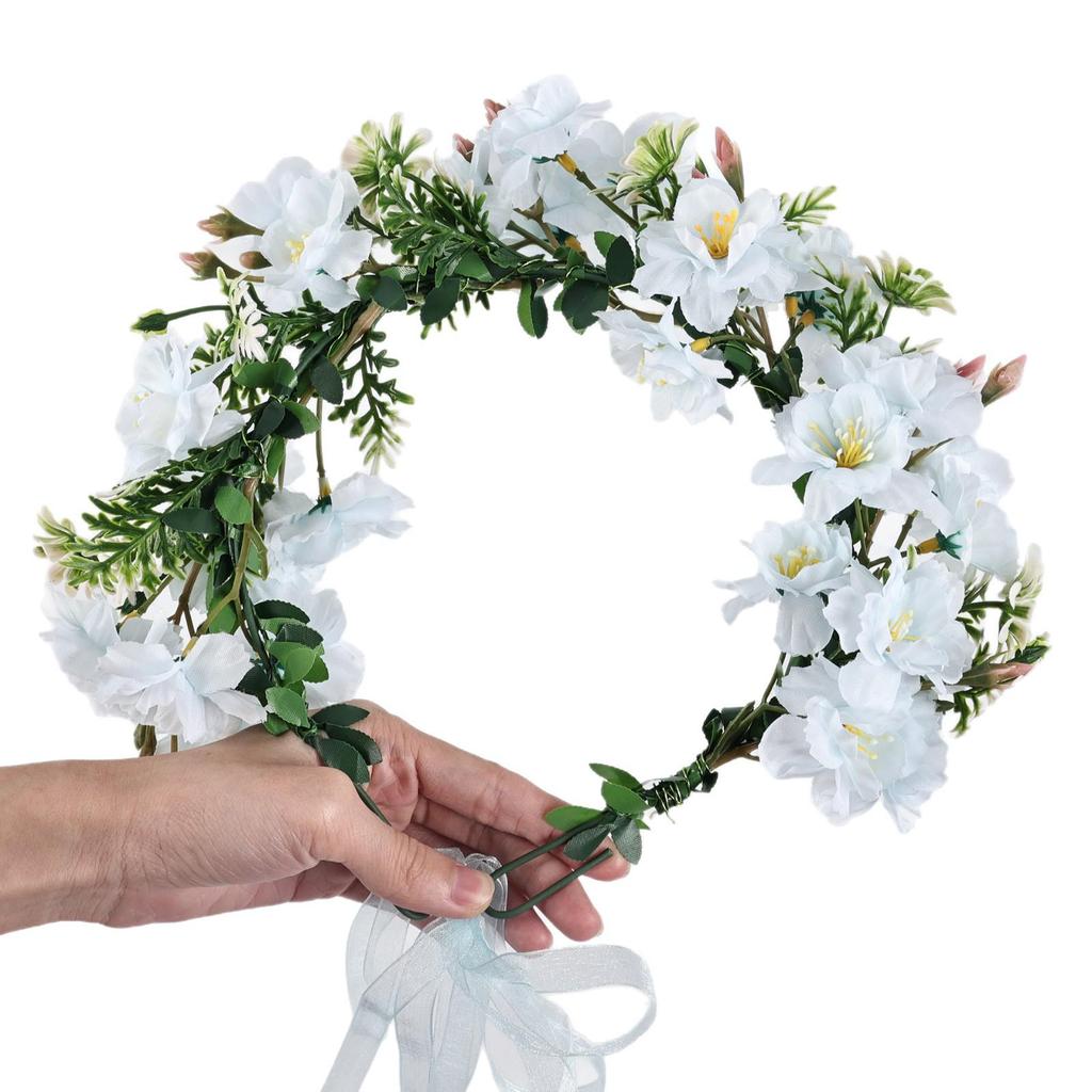 Corona de Flores Estilo Mori Diadema Nupcial - Perfecta para Viajes, Fotos, Actuaciones y Accesorios para el Cabello