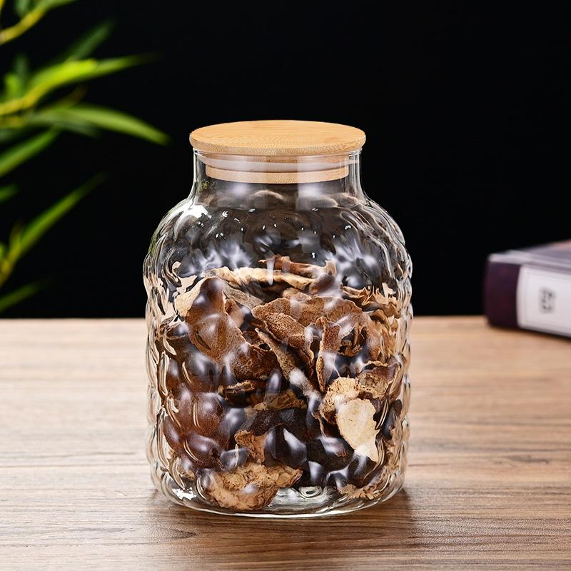 Tangerine Peel Storage Tank Household Large-diameter Round Transparent Glass Storage Tank Thickened Grain Storage Tank