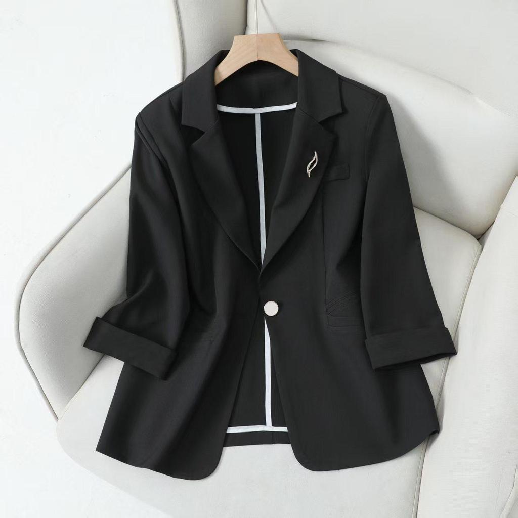 Women's Summer Seven-Sleeve Casual Blazer 2025 - Popular One-Button Jacket