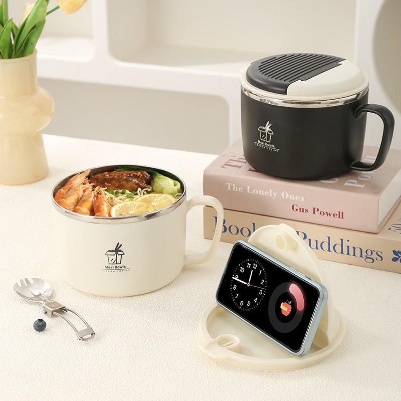 Stainless Steel Soup Bowl With Lid Students Large Capacity 304 Food-Grade Round Dinner Modern Minimalist Design