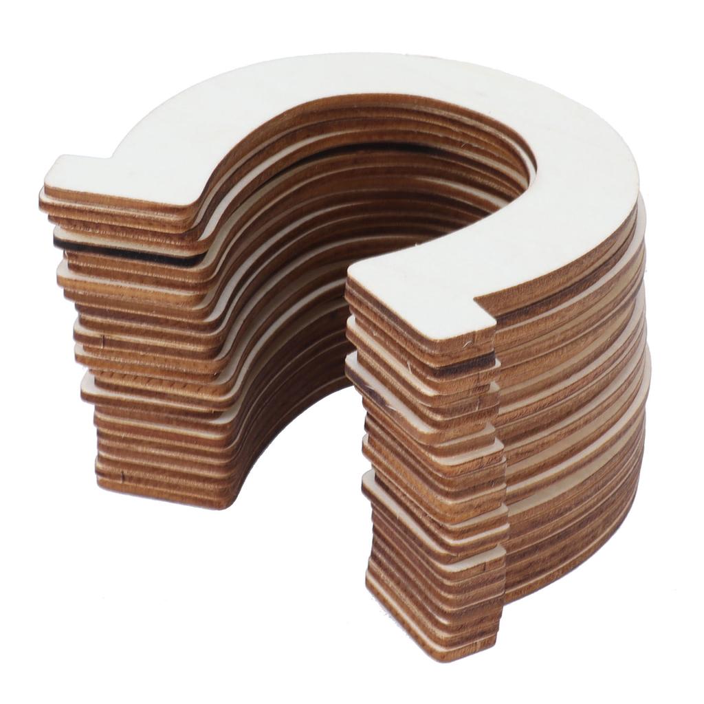 24Pcs DIY Wood Slices Horseshoe Shape Unfinished Cutouts Pendant HandMade Craft Decoration