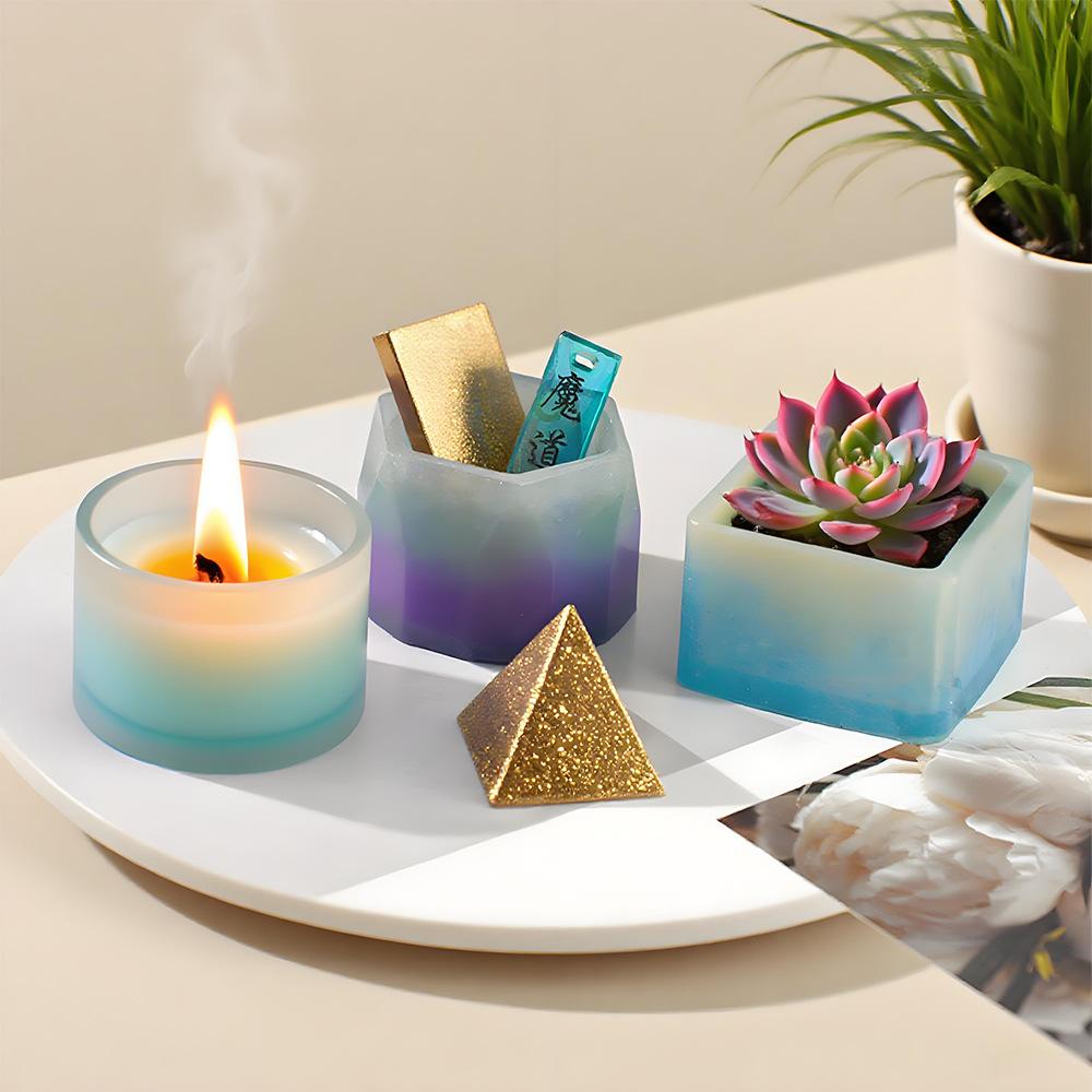 Round Candle Mold Flexible Square Candle Mold Oval Storage Box Mold White For Resin Casting Arts And Crafts Candle Making