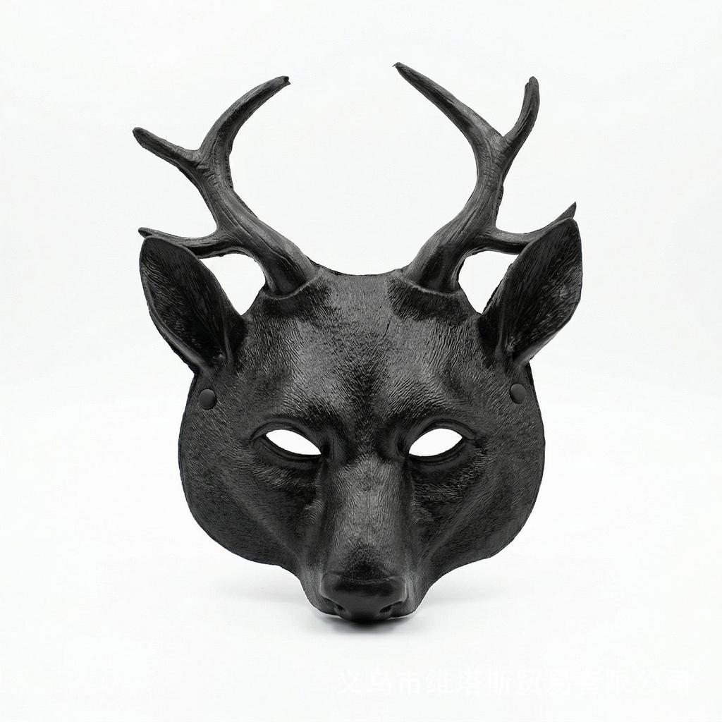 Masque d'Halloween Cerf de Sika - Masque Animal en Mousse PU pour Carnaval & Cosplay