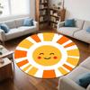 Happy Sun Face Design Flannel-printed round floor mats are slip-resistant Suitable living room bedroom terrace garden carpets