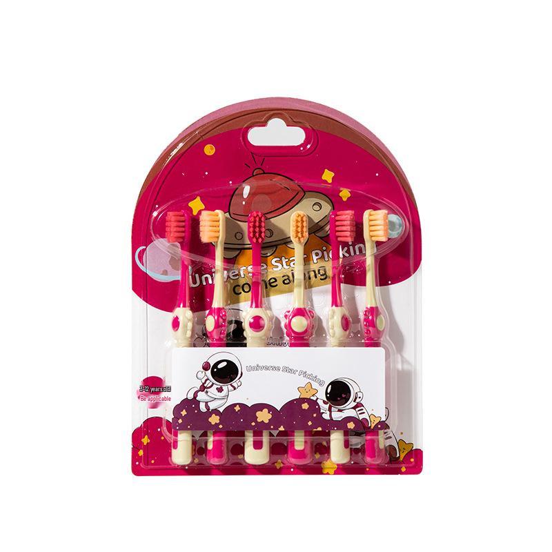 "Douyin Hit Astronaut Kids' Soft Bristle Toothbrush, Antibacterial, Ages 3-12, 6-Pack"